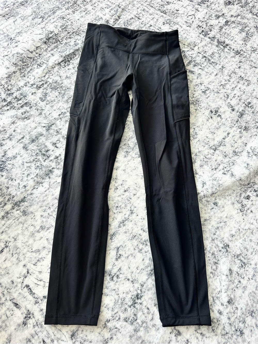 Lululemon Black Leggings with side pockets and zipper back pocket